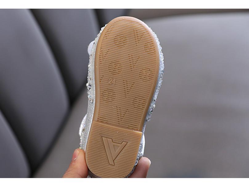 2025 Spring/Summer Korean Style Girls' Rhinestone Bow Princess Dance Leather Shoes