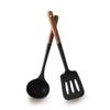 [OSLO] OSLO Noir Black Silicone Wood Handle Cooking Utensil Set of 2 (Ladle + Turner)