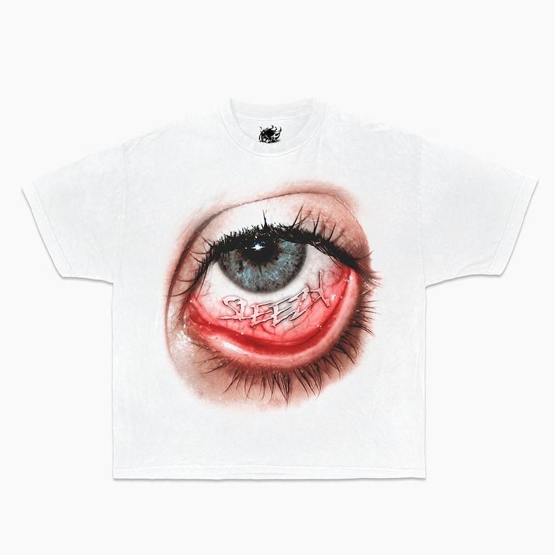 Свободная унисекс футболка с графическим принтом SLEEZY EYES S