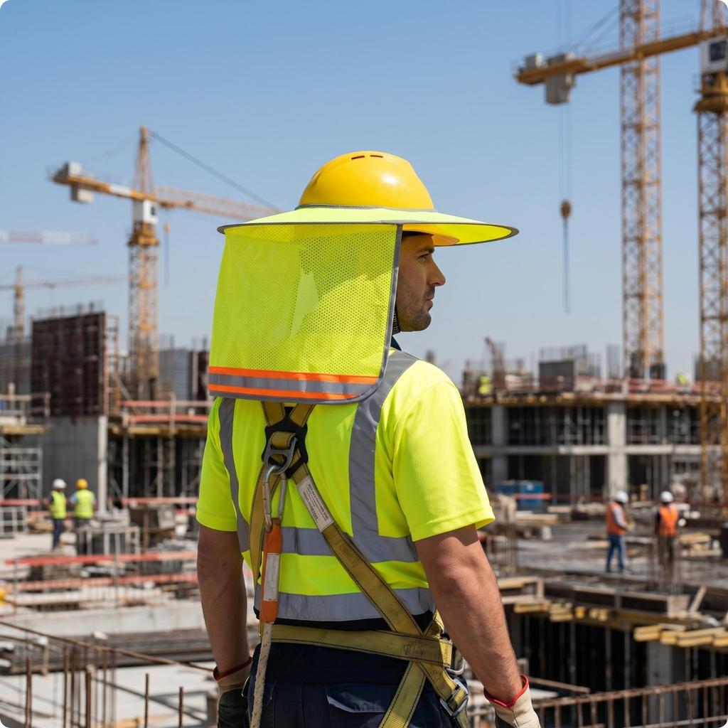 Hard Hat Shade with Neck Drape Breathable Mesh Sun