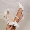 New Pointed Head Shallow Mouth Bow High Heels Women's Stiletto Celebrity Pearl Word Belt Fashion Single Shoes