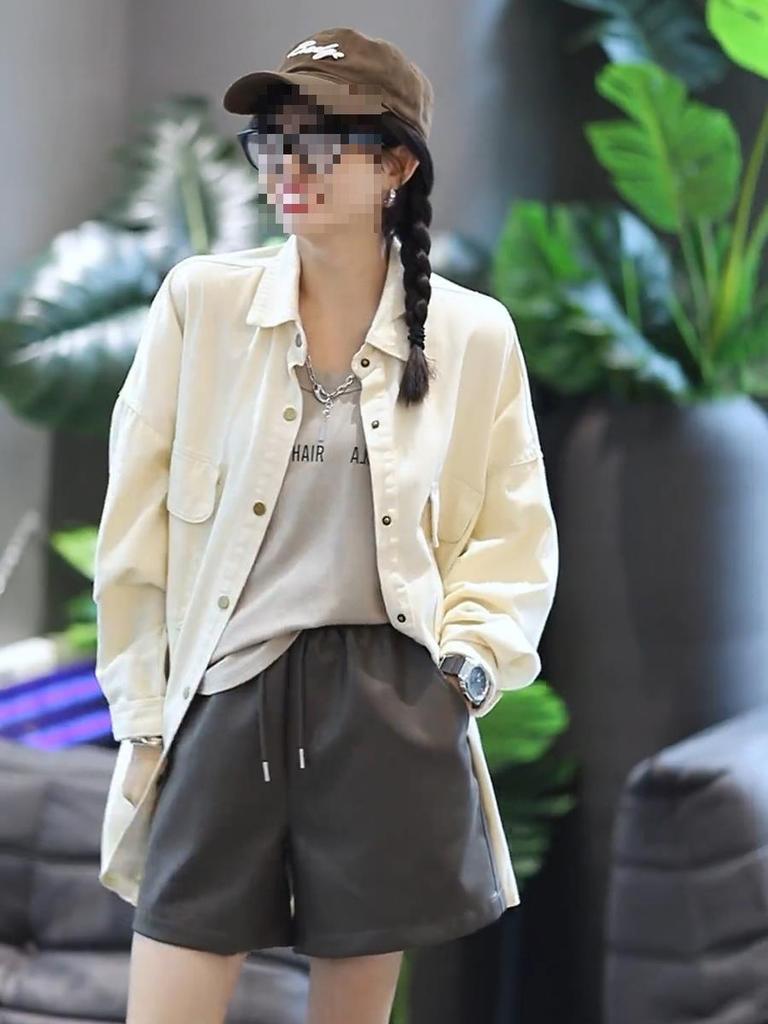 Women's Korean-Style Loose Mid-Length Denim Jacket - Casual, Petite, Versatile Shirt for Spring and Autumn 2025 Fashion