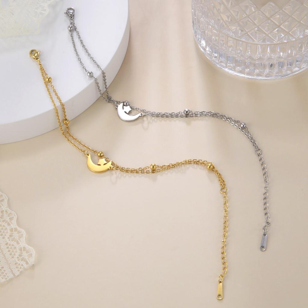Bohemian Women's Anklet With Crescent Moon And Star Charm Beach Barefoot Jewelry