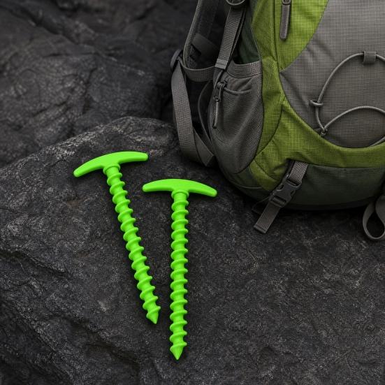 Yousheng 10Pcs Plastic Screw-in Tent Stake, Heavy Duty T-shaped Canopy Tent Peg, Windproof Spiral Ground Stake for Outdoor Camping Hiking