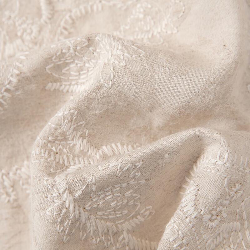 Women's Elegant Linen Blend Vest with Lace Embroidery