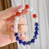 8Mm Natural Lapis Lazuli Chalcedony Artificial Crystal Pearl Design Bracelet Bracelet