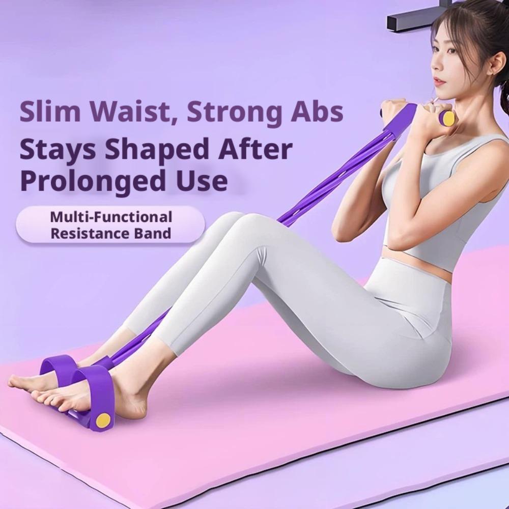 Multi-Functional Resistance Rope & Foot Pedal Yoga Band - Elastic Core, Waist, Arm, & Leg Stretching Fitness Equipment