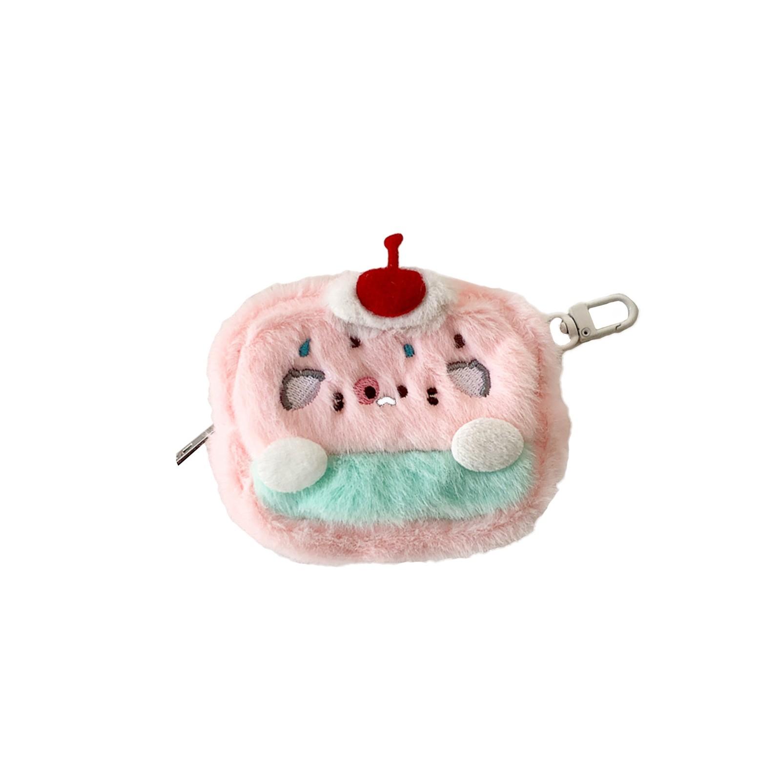 

Плюшевая сумка для хранения наушников для девочек, милый плюшевый кошелек для монет, портативный карманный чехол для наушников One Size розовый