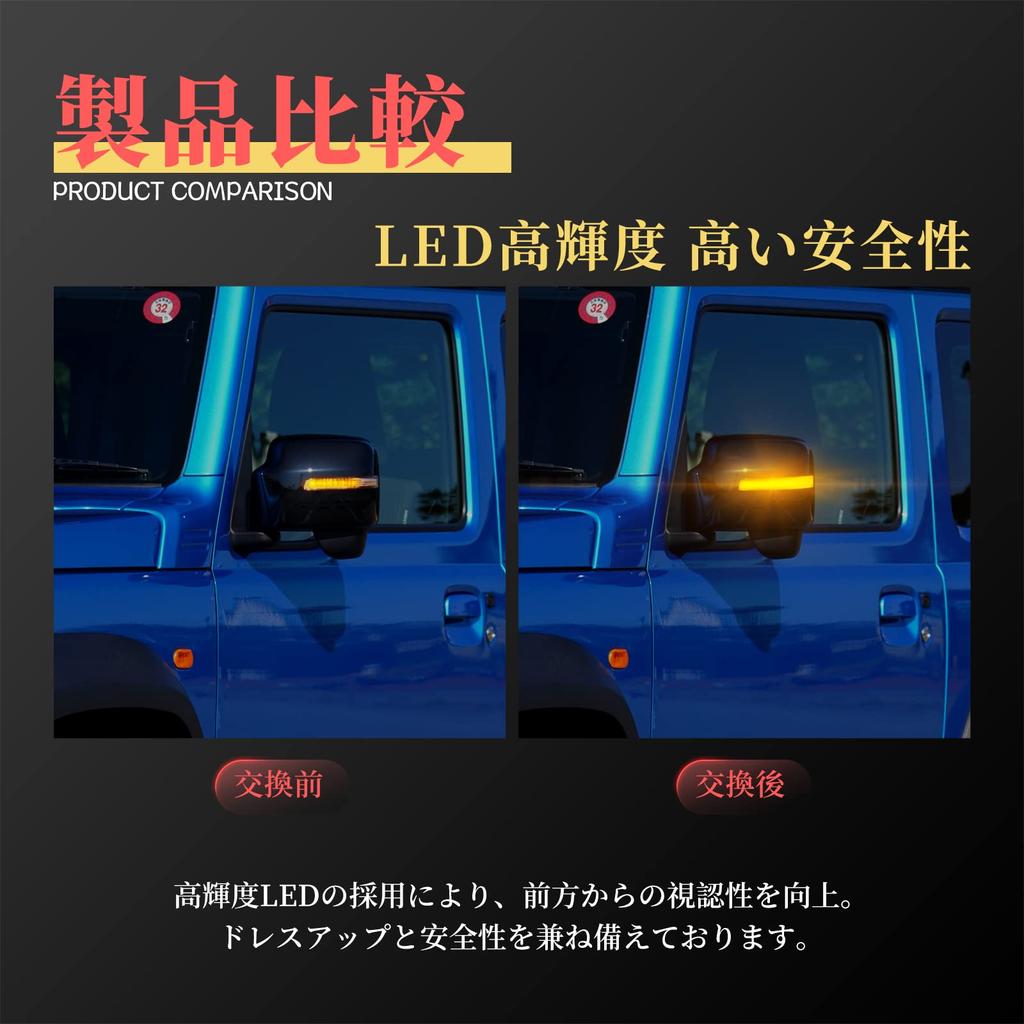 POPMOTORZ New Jimny JB64W JB74W LED Door Mirror Sequential Turn Signal Lamp, Clear Lens,