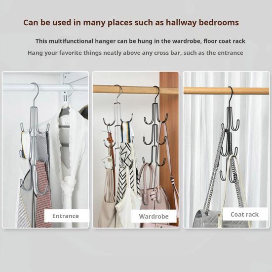 Závěsný organizér do skříně Velká nosnost 3 vrstvy 6 háčků Protiskluzový Odolný Víceúčelový Taška přes rameno Šála Kravaty Čepice Náhrdelník Závěsný organizér