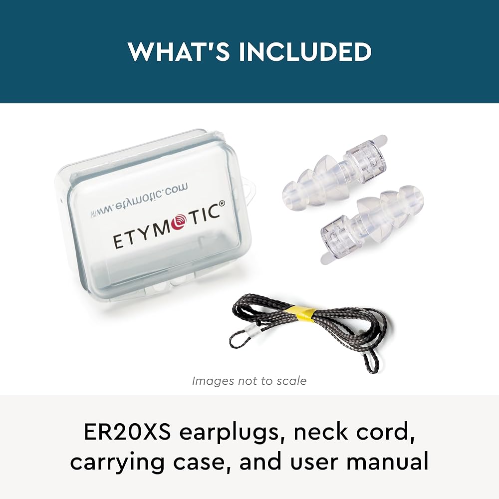 Etymotic ER20XS Serie Standard Passform Ohrstöpsel mit 3-Lamellen-Ohrstöpseln, Klein, Klar, 1 Paar, Geräuschreduzierung, Bis zu 20dB Reduzierung (ER20XS-SMF-C)