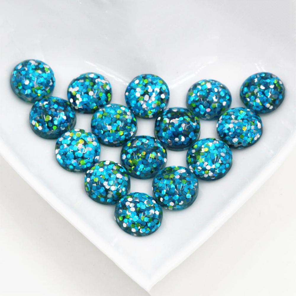 40pcs 12mm Resin Cabochons Dome Sequin Build-in DIY Jewelry Making Accessories Findings for Necklace Earrings