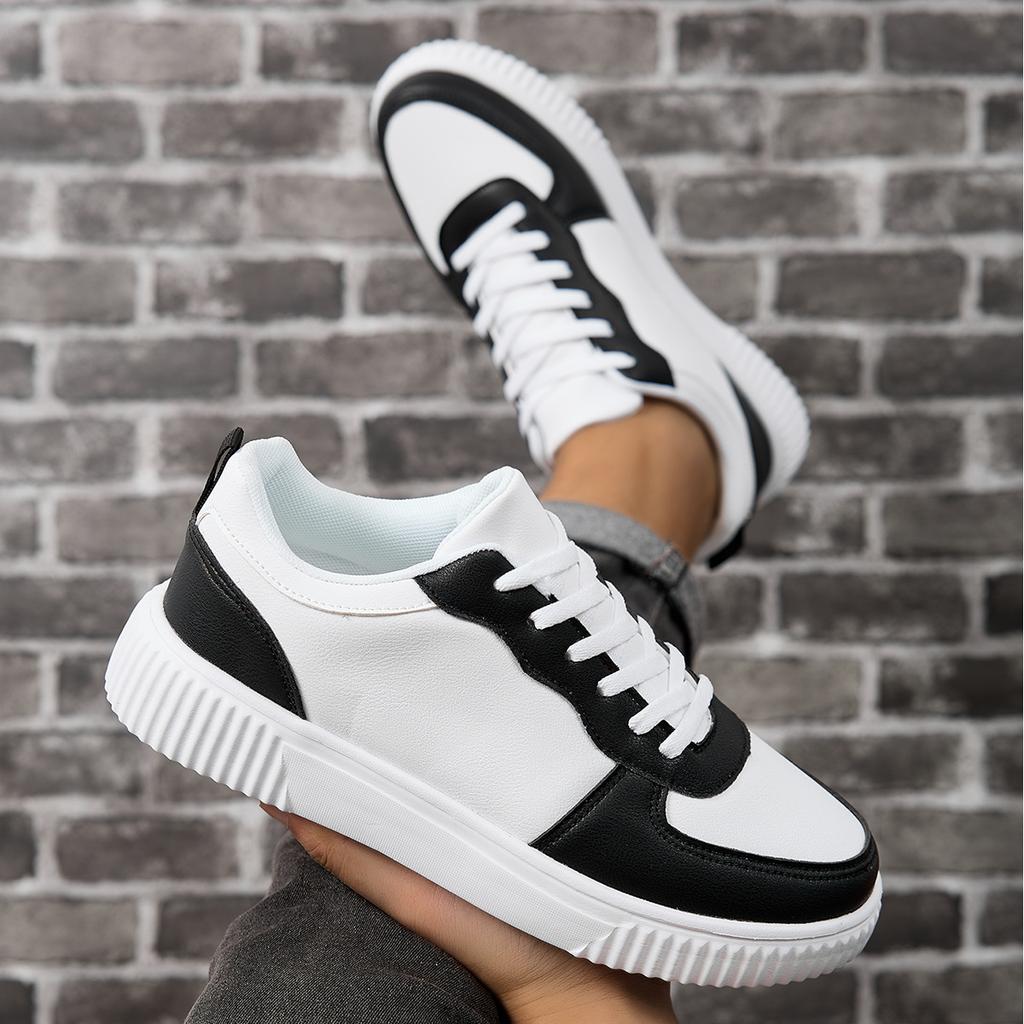 Mens Colorblock Daily Athletic Shoes Mens Perforated Genuine Leather Court Athletic Shoes Ventilate Lightweight Stylish Trend Versatile