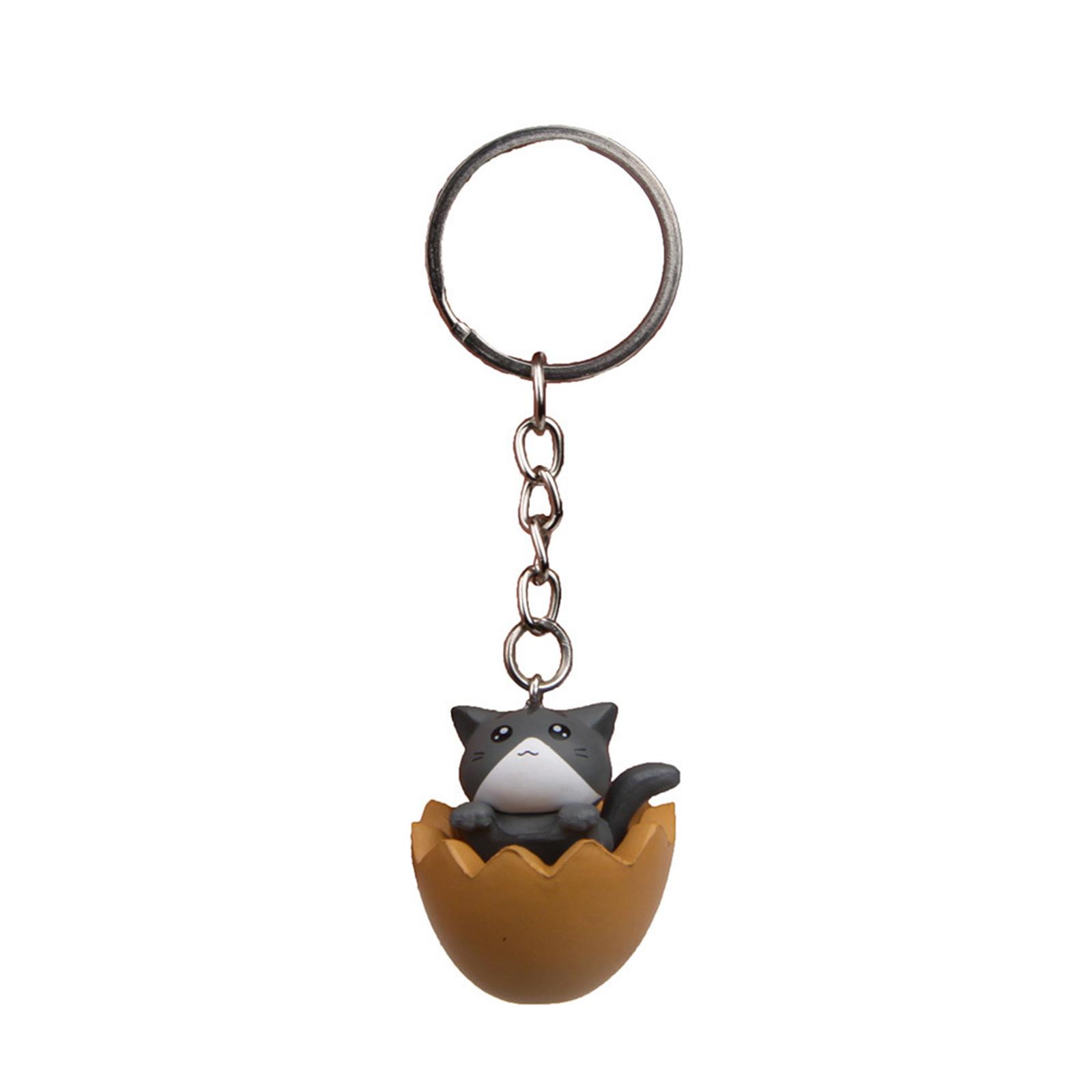 Eggshell Cat Keychain Couple Backpack Handbag Pendant Keyring Hanging Ornament 1