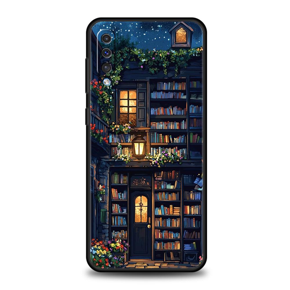Vintage  Bookcase Painted Phone Case for Samsung Galaxy A54 A42 A34 A24 A22 A16 A14 A12 A02 A03 A70 A50 A40 A30 Soft TPU Shell