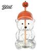Reusable Boba Tea Cup 600ML Bear Glass Tumbler with Lid & Straw 20oz Borosilicate Drinking for Iced Coffee Tea Milk Gift Women Girls