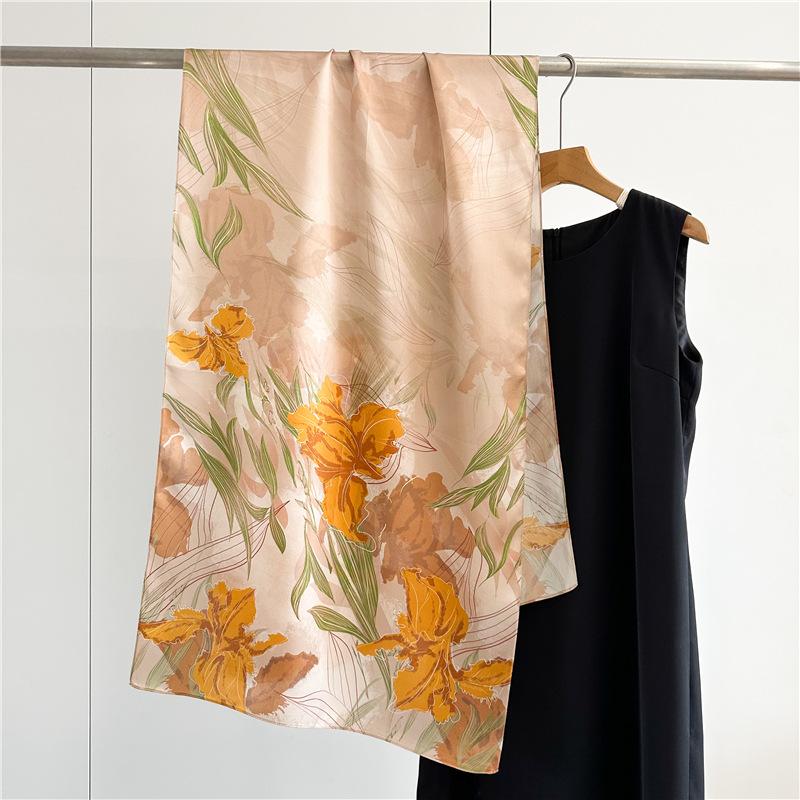 

170*53 см роскошный 100% шелковый шарф из шелка тутового дерева с принтом атласная шаль легкая весенне-летняя накидка элегантные аксессуары