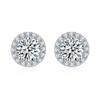 Round Cut 1.0CT Certified Moissanite Earrings for Women 925 Silver D Color Moissanite Ear Studs Party Fine Jewelry