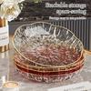PET Snack Display Plate Gold-Trimmed Edge Fruit Storage Basket Heat Resistant Glacier Fruit Bowl