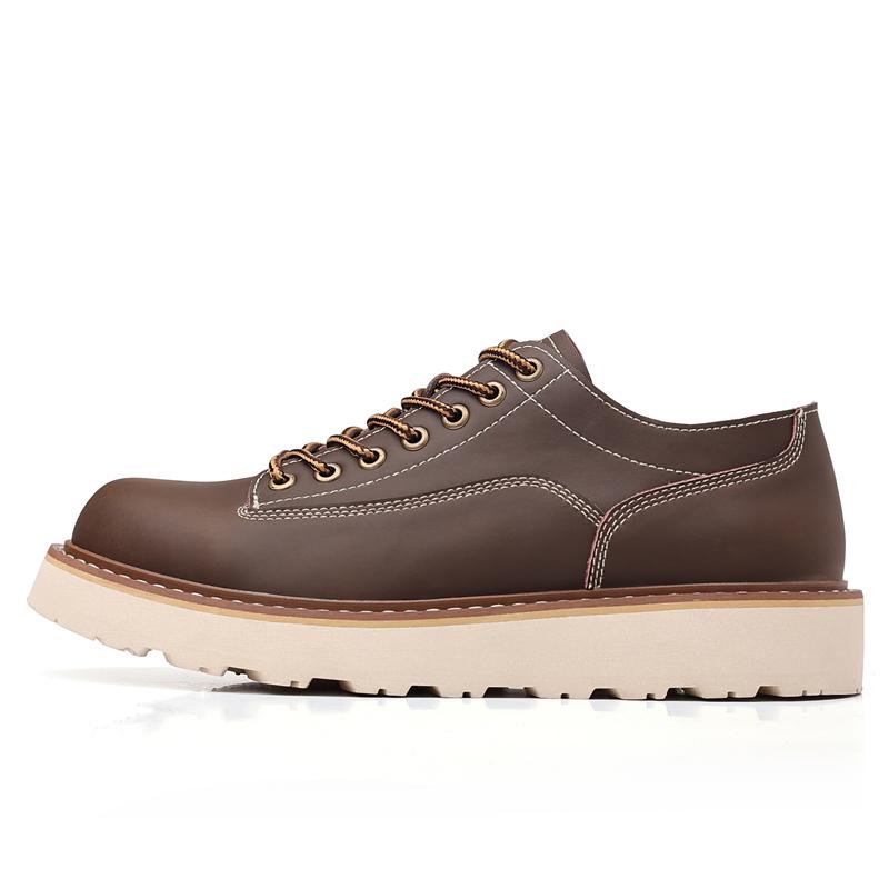 Fashion Spring High Quality Outdoor Work Shoes Spring Lace Up Soft Soled Oxford Shoes Round Toe Thick Soled Fashionable Casual Men Shoes