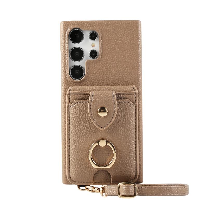 

For Galaxy S25 S24 S23 FE Plus Ultra Case Crossbody Strap Multi-Functional PU Leather Comfortable Grip Zipper Bag Wallet Cover PU Leather&Galaxy S23 Ultra