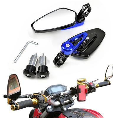 Rétroviseurs de moto CNC universels en verre bleu, extrémité de barre de Scooter, rétroviseur de guidon, 7/8 ", 22mm