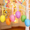 120/12pcs Colorful Foam Easter Eggs with Ropes Multicolors Gold Powder Simulation Eggs for Party Decoration Kids Toy Supplies