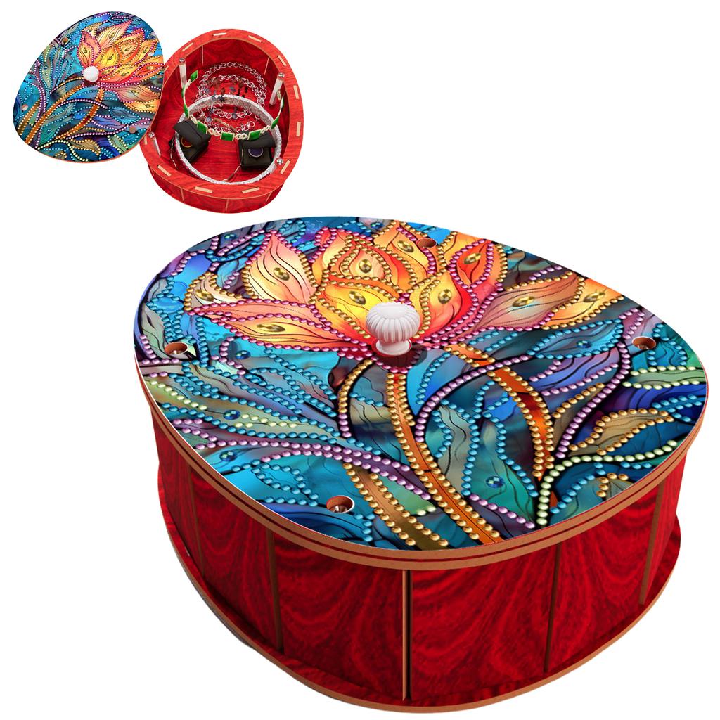 5D DIY Diamond Art Rhinestones Decorative Holder Box with Lid Diamond Painting Jewelry Box Egg-Shaped Birthday Gifts for Friends