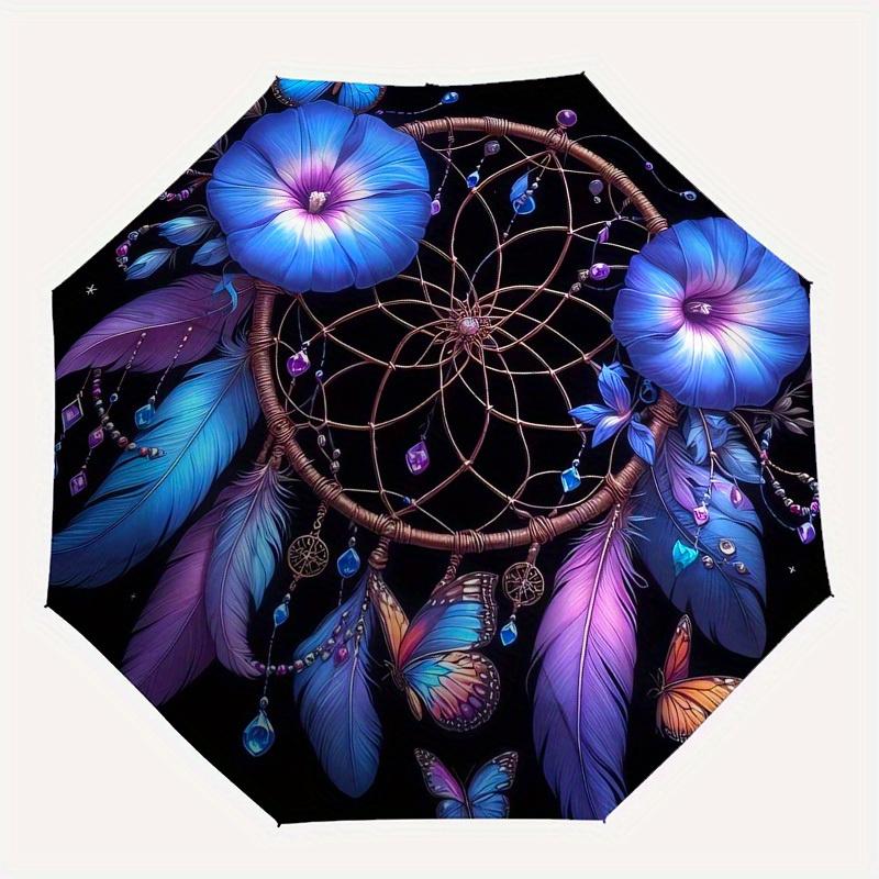 1pc Dreamcatcher with Flowers and Butterflies Umbrella with Plastic Handle,Suitable for All Seasons Home Travel Outdoor UmbrellaB1846