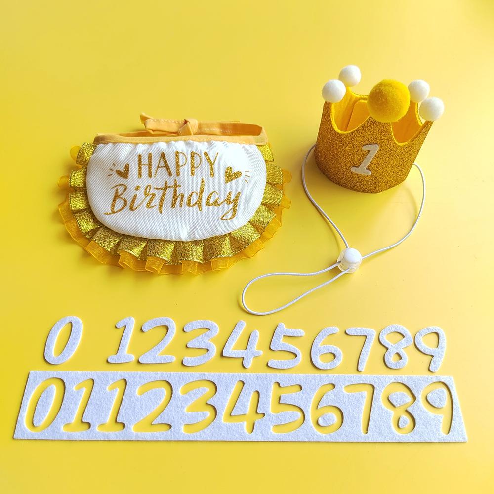 

Cat Birthday Party Supplies, Blue Hat with Numbers Cat Bandana Pet Decorations for Kitten Birthday Outfits (multicolored) size золотой