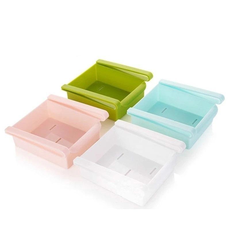2Pcs Durable ABS Storage Rack Sliding Kitchen Refrigerator Fridge Shelf Holder Storage Box Home Supplies