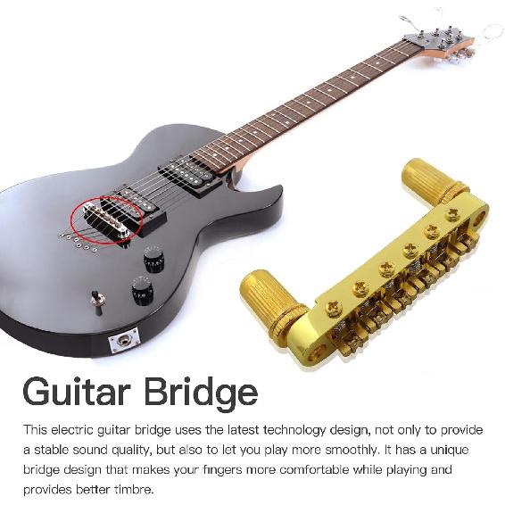 Gold Tune-O-Matic Bridge with Roller 6-Saddles for Epiphone Guitars
