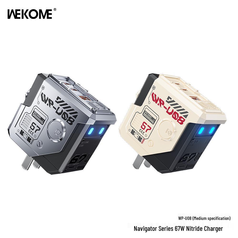 

WEKOME Navigator 67W GaN 3-Port Folding Charger with US, UK, EU, & China Plugs (Model U08) Sky White