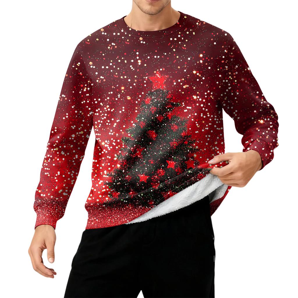 Men's Round Neck Fleece-Lined Thick Warm Sweatshirt