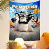 Penguins of Madagascar Tapestry Wall Hanging, Animated Movie Poster Art, Family Wall Decor for Bedroom Living Room Dorm