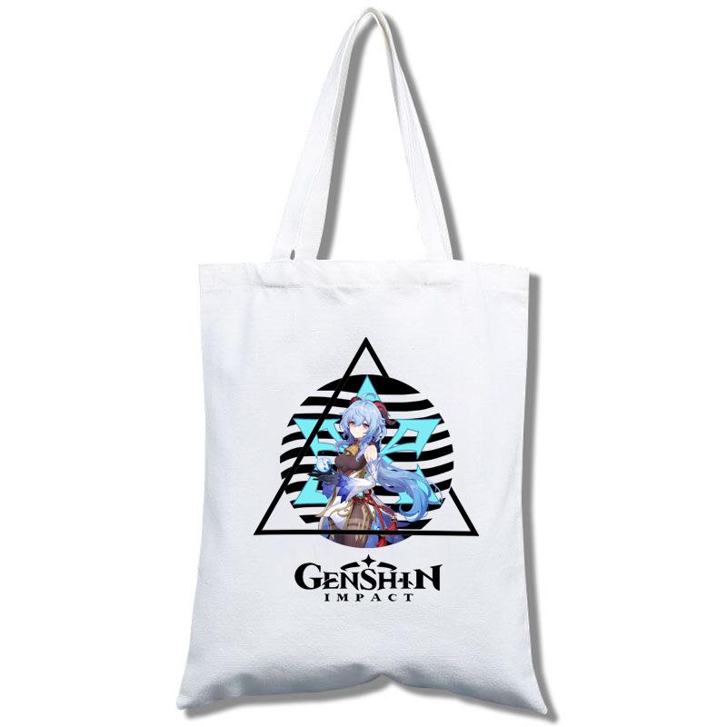 Сумка через плечо Genshin Impact Студенческая холщовая сумка Ручная сумка на плечо Холщовая сумка non-zipper style 1