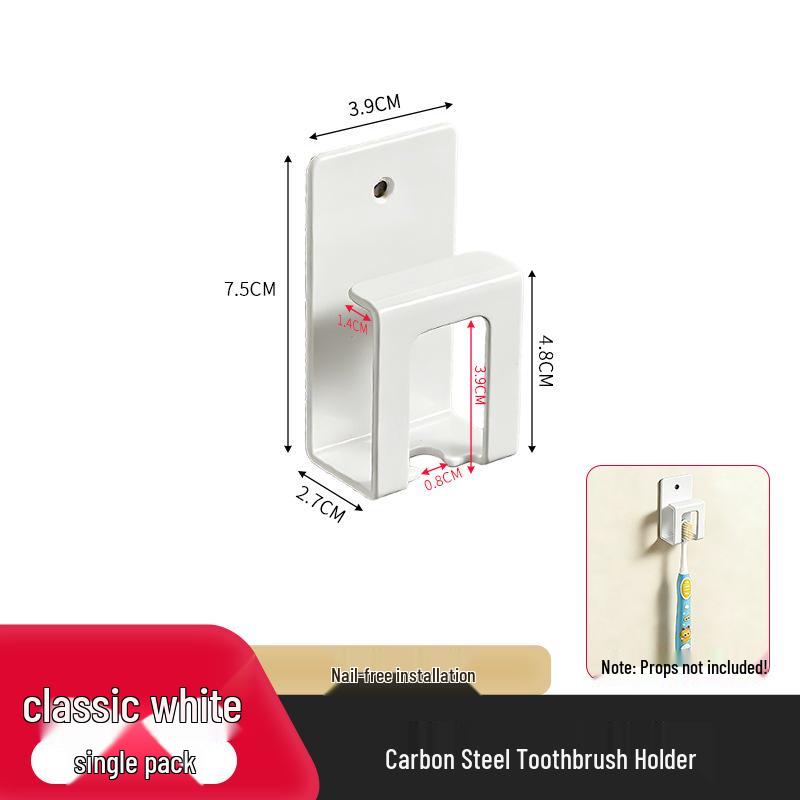 No-Drill Black Toothbrush and Cup Holder Rack for Bathroom