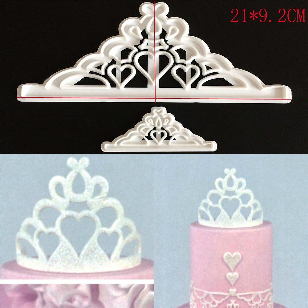 2pcs Crown Fondant Cake Printing Die Biscuit Baking Die  Molds Silicone