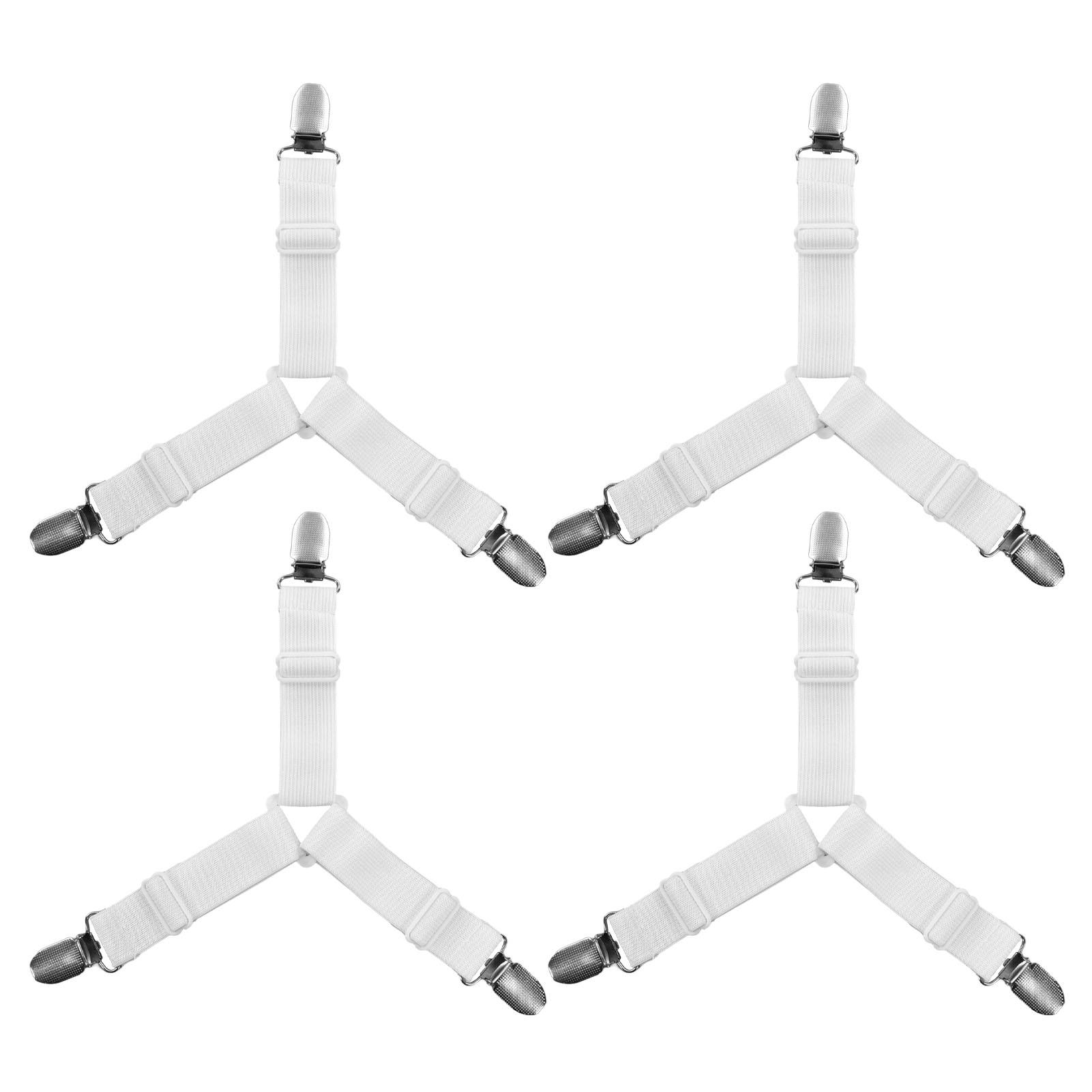 

4Pcs Bed Sheet Fasteners Length Adjustable Anti Slip Rust Resistant Simple Operation Mattress білий