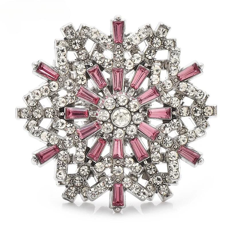 Snowflake Brooch Pins for Women Unisex Winter Flowers New Year Party Corsage Gifts