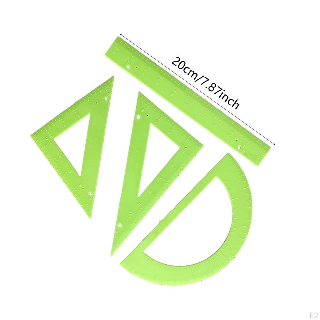 4 kusy Braillovo školní pravítko sada Vzdělávací nástroj Speciální úhel Pravoúhlý trojúhelník