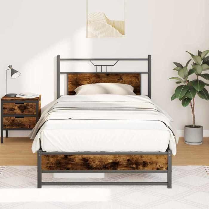 VidaXL Bed Frames Without Mattress Smoked Oak 100x200 Cm Engineered Wood 4106903