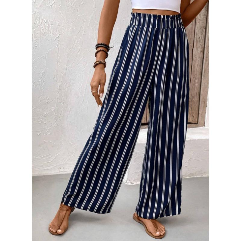 Women S Striped Wide Leg Casual Loose Long Pants S