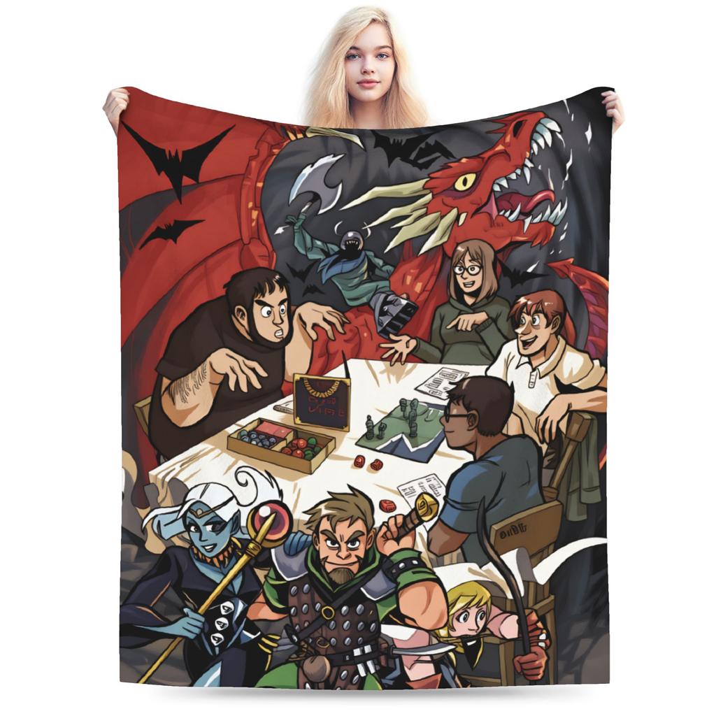 DND D&D Dragon Retro Plush Blanket Child  Flannel Throw Blanket For Outdoor Super Soft Custom DIY Quality Bedspread Gift