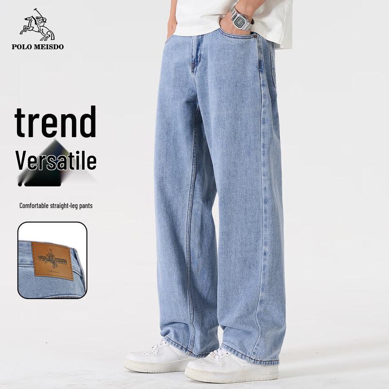 POLOMEISDO Men s Pure Cotton Straight-Leg Jeans 28