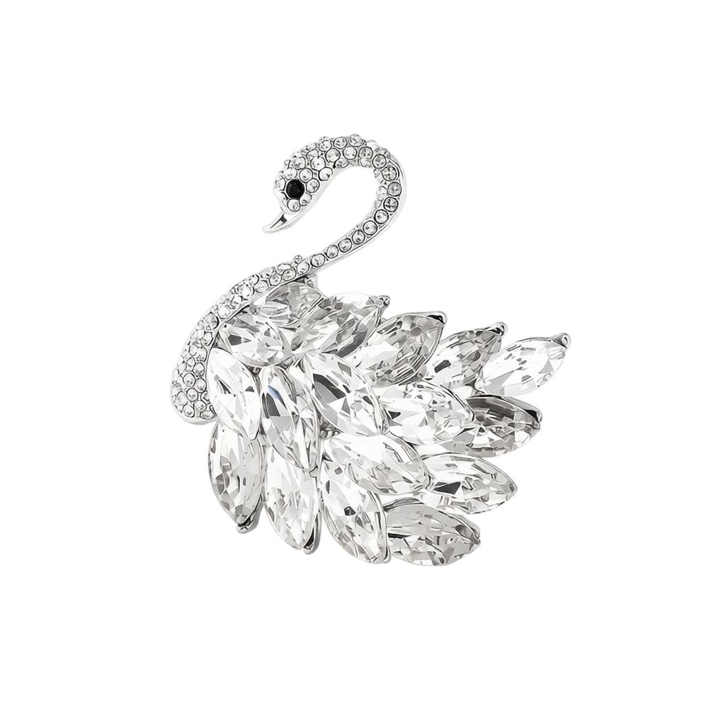 Spilla a forma di cigno Spilla con strass Stile vintage elegante Accessori moda Spilla decorativa per spille da abbigliamento e indumenti