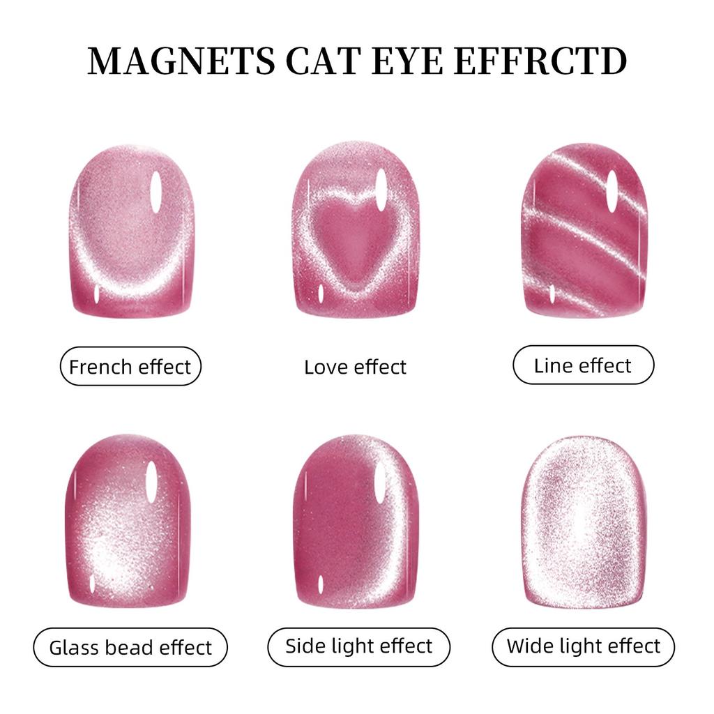 Imán 3D para Uñas Corazón de Amor 3 en 1 Efecto Ojo de Gato Doble Línea Patrón Luna Serpiente Uña Francesa Atracción UV Palo Magnético Manicura