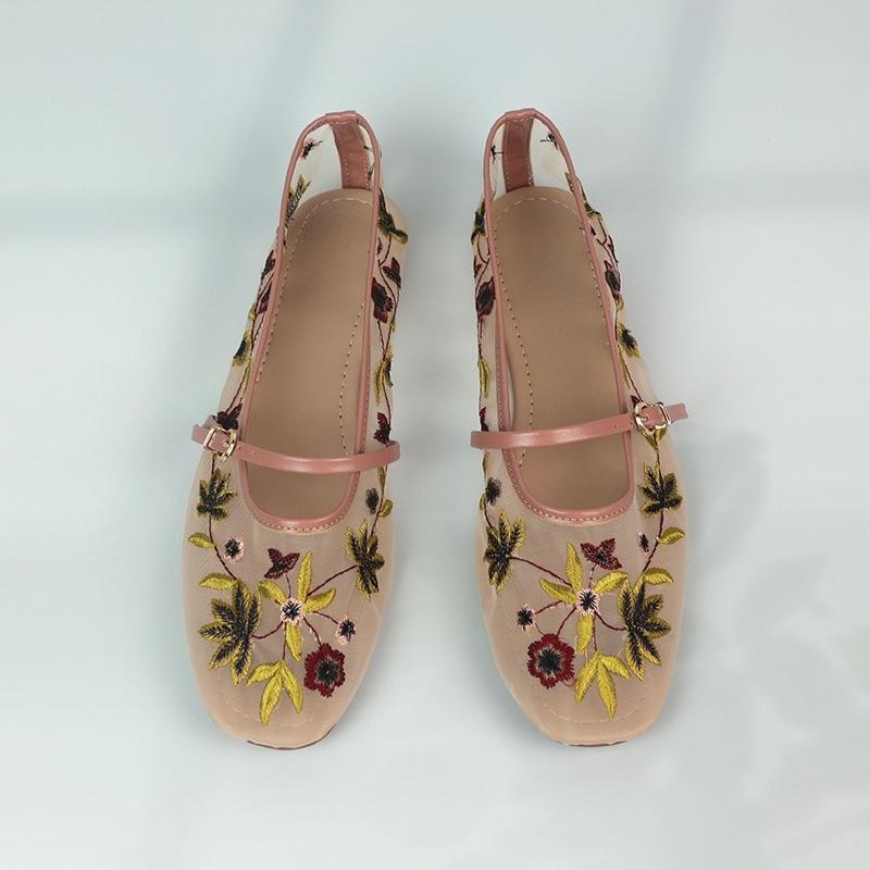 Scarpe Mary Jane da Donna in Rete Ricamata Calzature Estive Comode Leggere Traspiranti Scarpe Basse Casual da Donna
