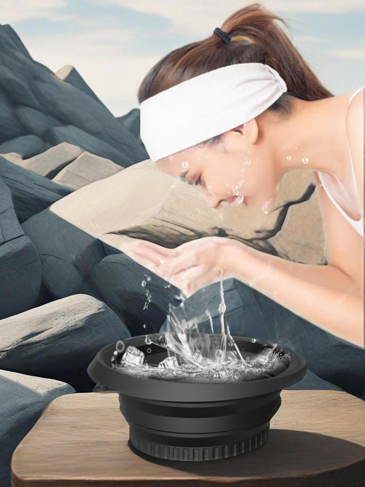 Silicone Portable Face Ice Bath Bowl Built In Ice Tray Collapsible Face Ice Wash Bowl Facial Cold Plunge Bowl for Home & Travel