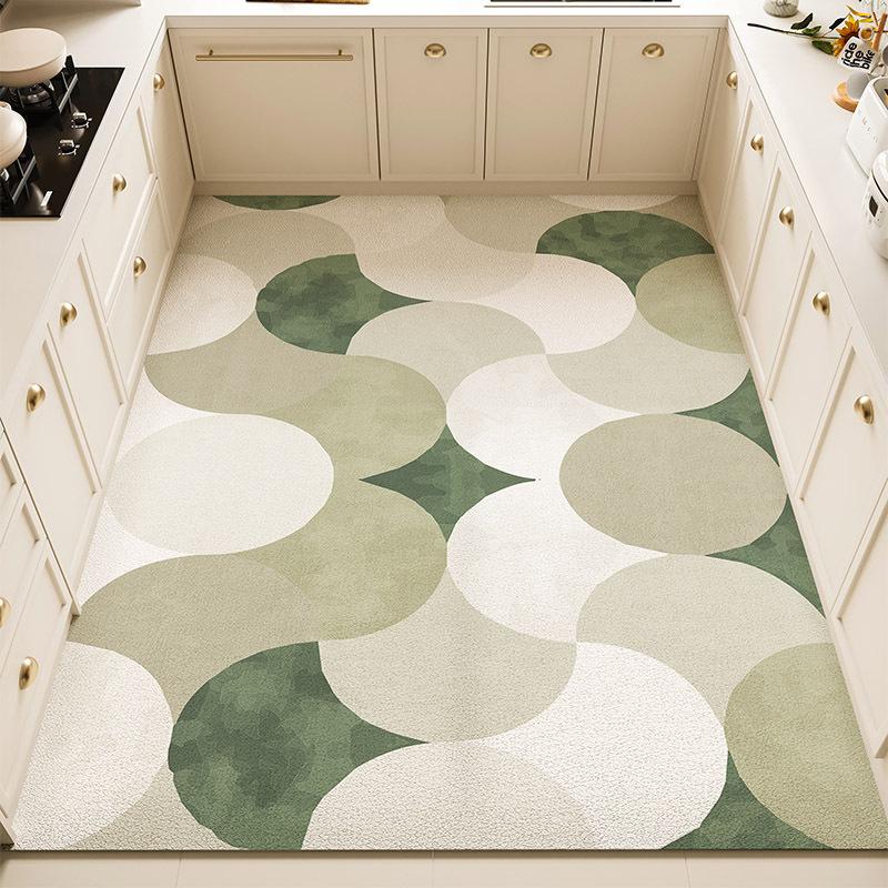 Fresh Kitchen Mat - Waterproof, Oil-Resistant, Non-Slip PVC Leather Area Rug, Easy-Clean and Cuttable Floor Mat for Home Use